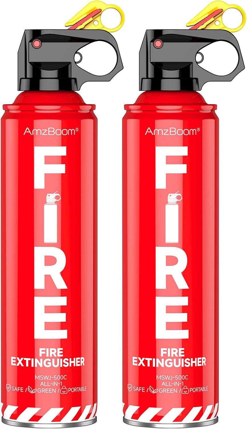 2-Pack Fire Extinguisher for Home, Kitchen, Car, and Grill with Mounting Bracket– Extinguishing Spray, Compact A, B, C, K – Eco-Friendly, Prevents Reignition.