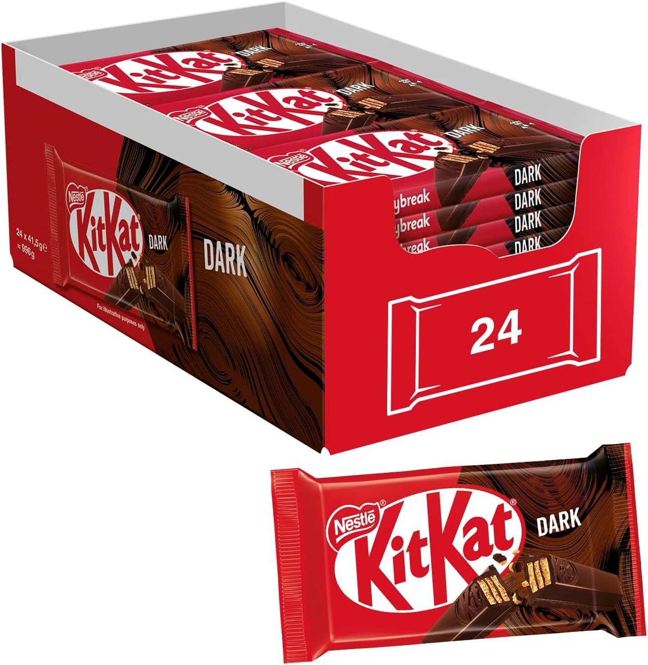 KitKat Dark 70% Wafer Ricoperto di Cioccolato Fondente - 24 Snack