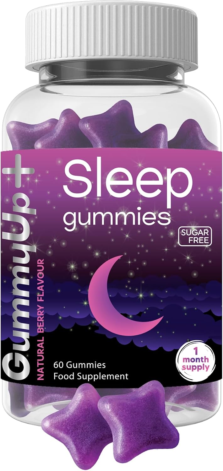Sugar Free Sleep Gummies x 60 | High Strength Natural Sources Fast Absorbing | Vegan Friendly | Gluten-Free | Chewable Berry Flavour | Gummy up