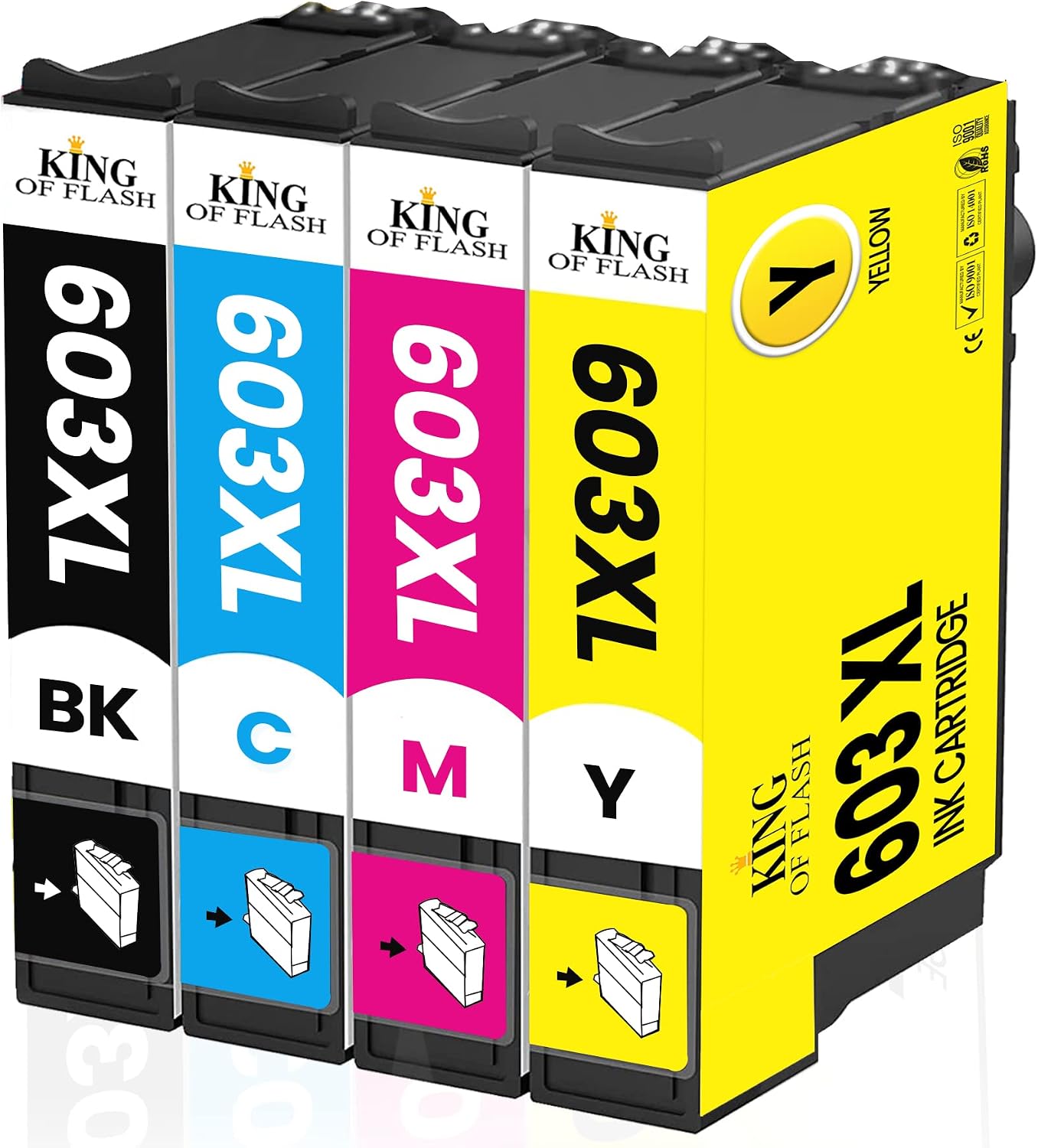 KING OF FLASH 603 XL Ink Cartridges Multipack - 603XL Ink Replacement for Epson Expression Home XP-3100 XP-4100 XP-2100 XP-2105 XP-3105 XP-4150 (1 Set)