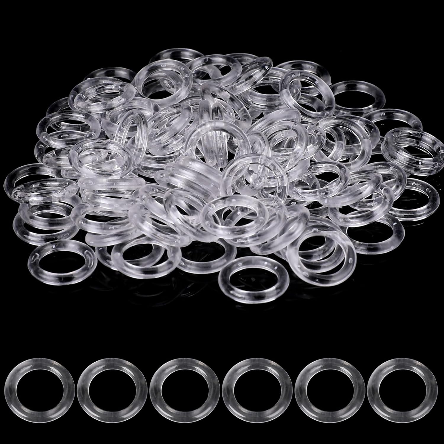 100 Pieces Roman Blind Rings - Clear Plastic O-Rings for Shades, Curtains, and DIY Blinds - Cafe Curtain Hardware