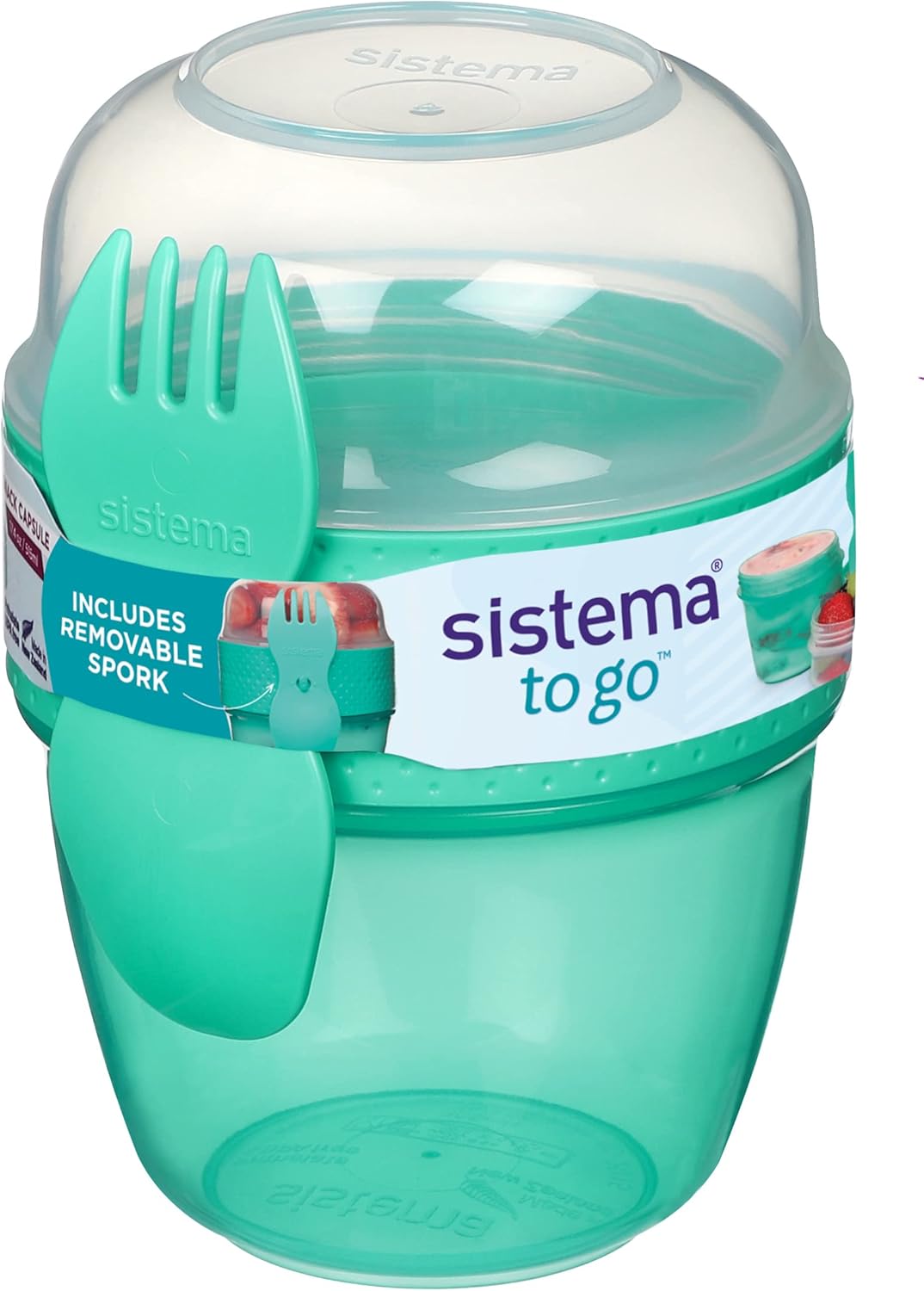 Sistema Snack Capsule To Go | with 2 Compartments & spork | 515 ml | Minty Teal
