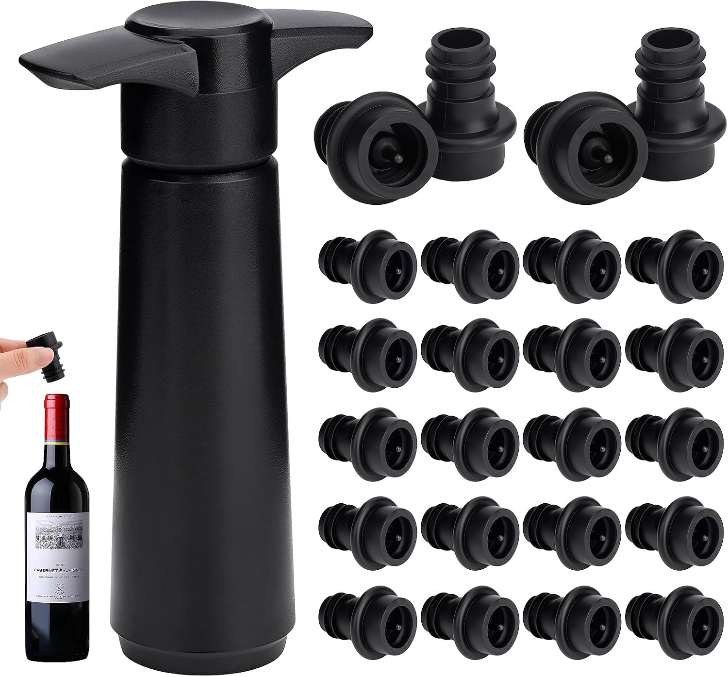 Leikedun Wine Saver Vacuum Pump with 24 Reusable Wine Bottle Stoppers