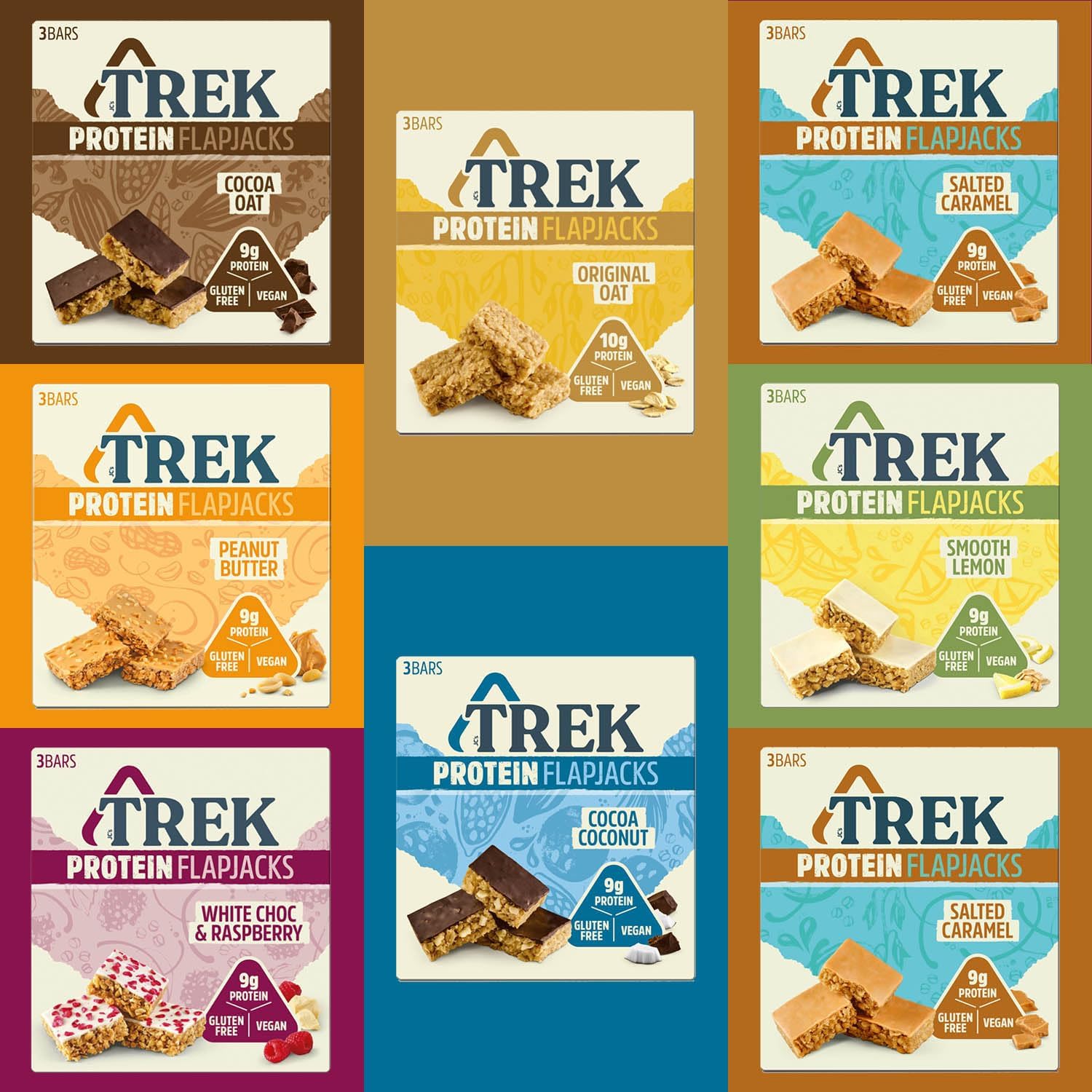 TREK Protein Flapjack Variety Pack, 24x50g, Vegan, Natural Ingredients