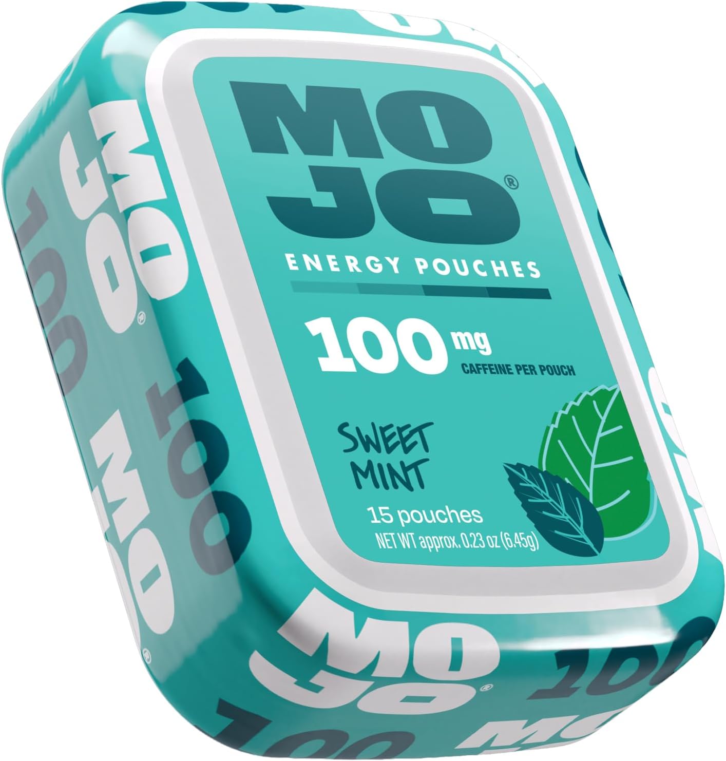 MOJO Caffeine Pouches with Naturally Derived Caffeine from Green Tea, Ginseng, Yerba Mate, L-Theanine & B-Vitamins | Nicotine-Free | Zero Sugar | 100mg Caffeine | Sweet Mint
