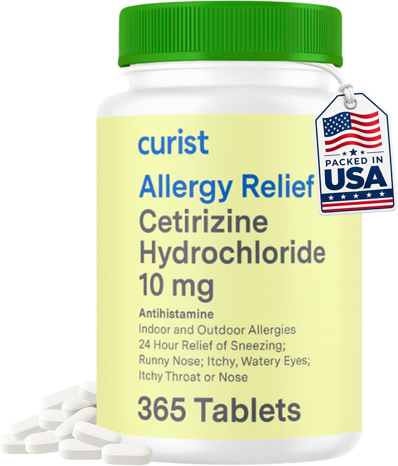 Curist Cetirizine 10 mg Tablet (365 Count) Antihistamine Allergy Relief