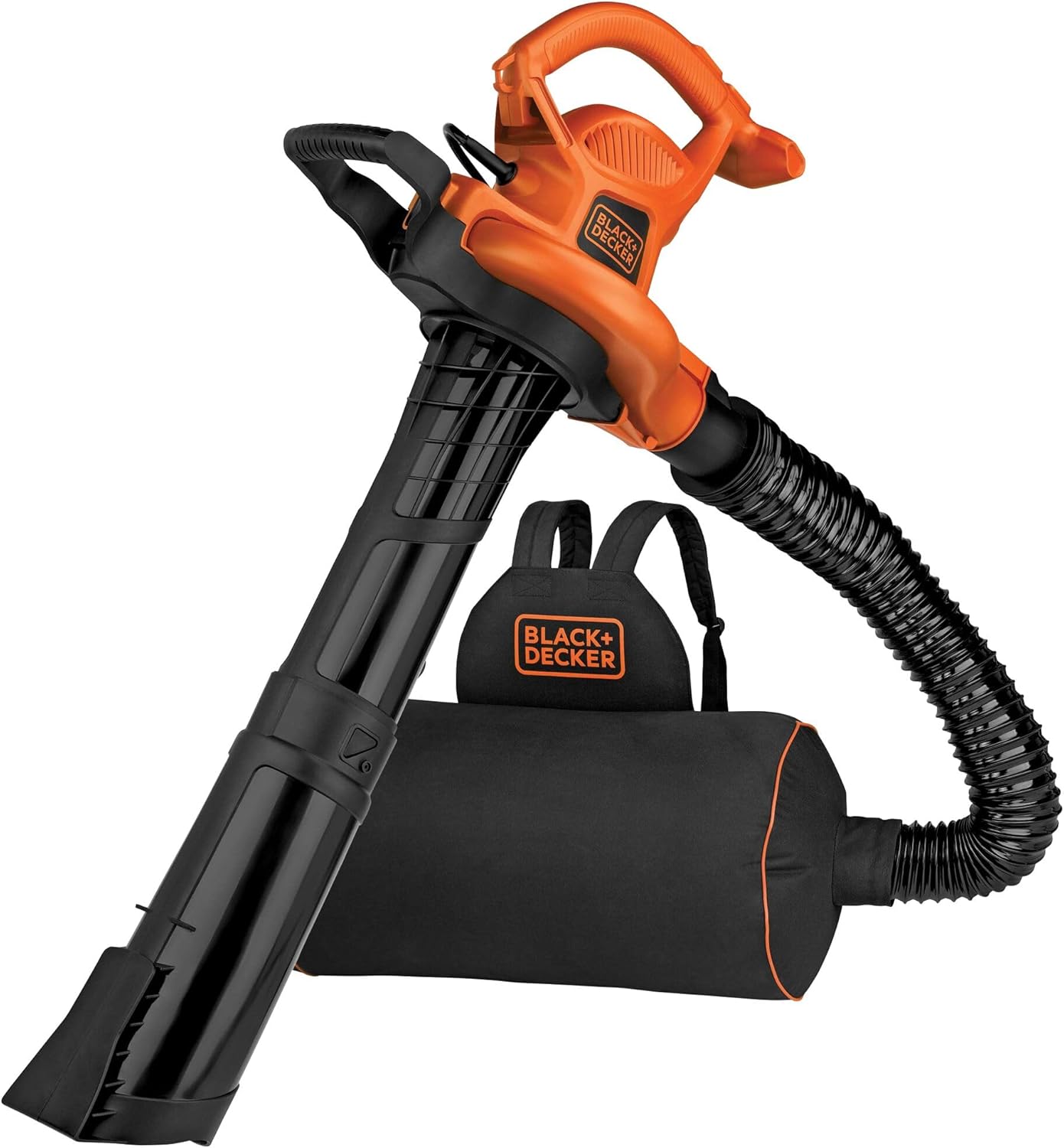 BLACK+DECKER Electric Leaf Blower, Leaf Vacuum and Mulcher 3 in 1, Backpack Blowers for Lawn Care,250 mph Airflow, 400 cfm Delivery Power, Reusable Bag Included, Corded (BEBL7000)