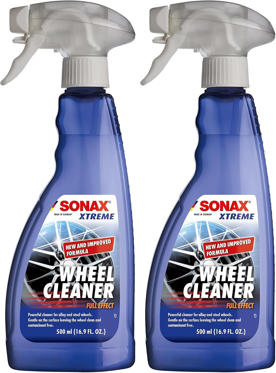 SONAX Wheel Cleaner Full Effect (230200) | Non-Acid Rim Cleaner | Color Changing Wheel-Cleaner-| Brake Dust-Cleaner-| Non-Acid Iron Remover-| (500 ml or 16.9 fl. oz.),(Pack of 2)