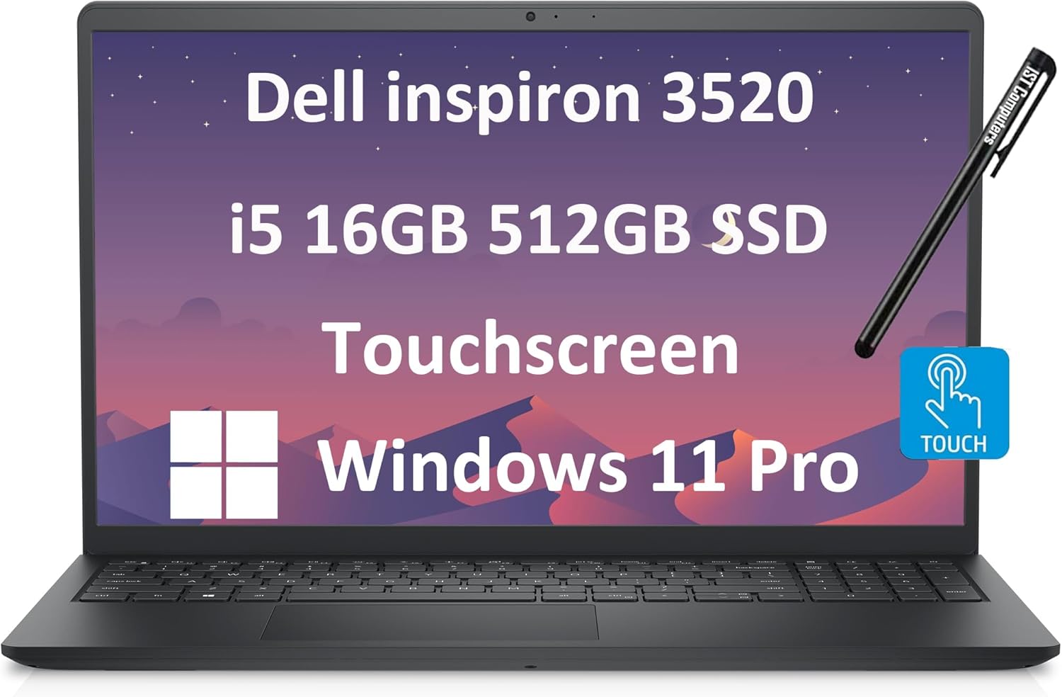 Dell Inspiron Touchscreen Laptop (15.6" FHD Touch, Intel Core i5-1155G7, 16GB RAM, 512GB SSD) for Business, Students, Enterprises, Numeric Keypad, Narrow-Bezel, Webcam, Win 11 Pro, Carbon Black
