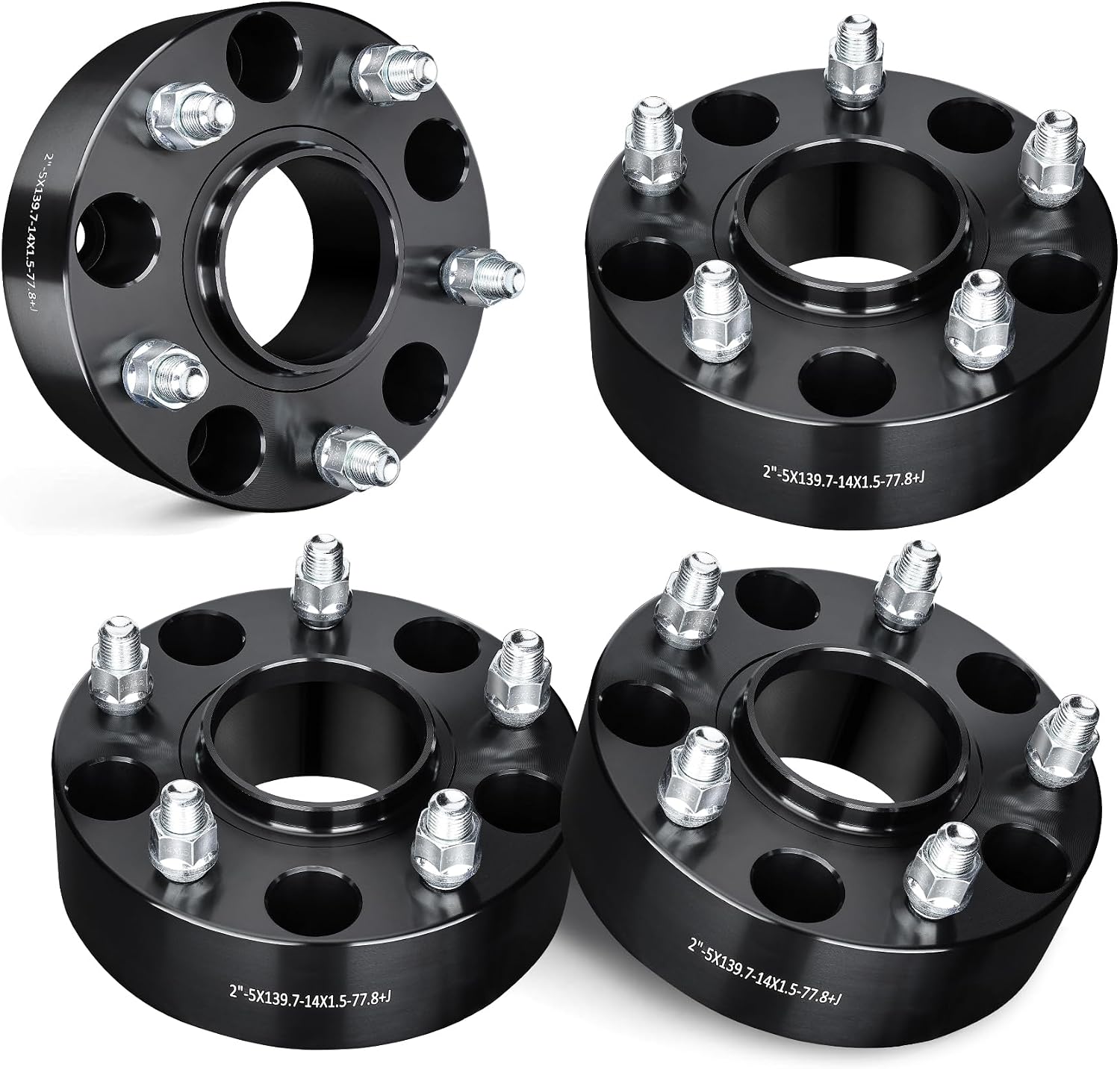 EVIL ENERGY 5x5.5 Wheel Spacers 2 inch Compatible with Ram 1500 2012-2018, 5x139.7 mm Hubcentric with Lip 5 Lugs 77.8 mm Hub Bore M14x1.5 Studs Black