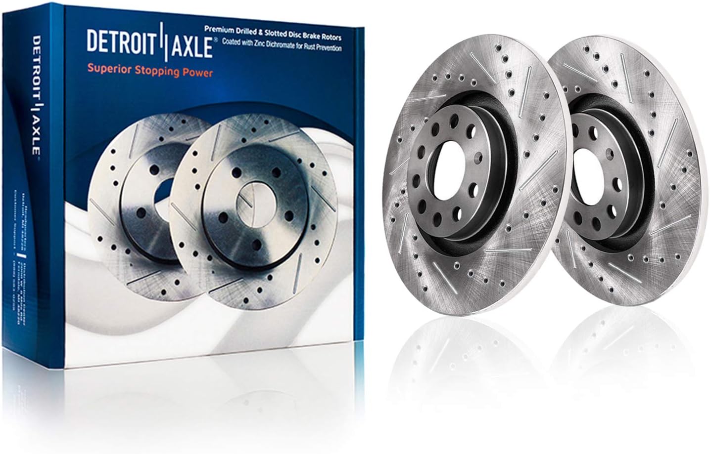 Detroit Axle - Rear Brake Rotors for Audi A3 Quattro VW EOS Golf Alltrack Sportwagen GTI Jetta Passat Drilled & Slotted Brakes Rotors Replacement: 10.7" inch Rotors