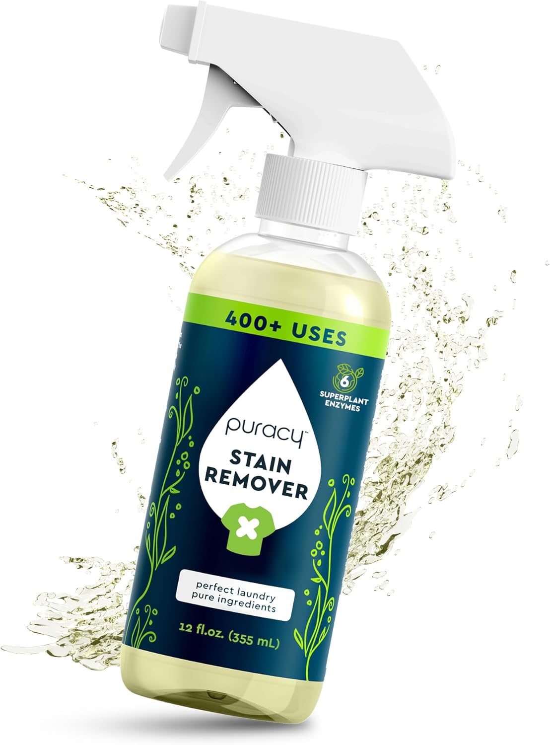 Puracy Stain Remover Spray, Natural Travel and Laundry Stain Cleaner for Clothes, Baby & Kids Stains, Oil & Fabric Spot Cleaner (Unscented, 12 oz)