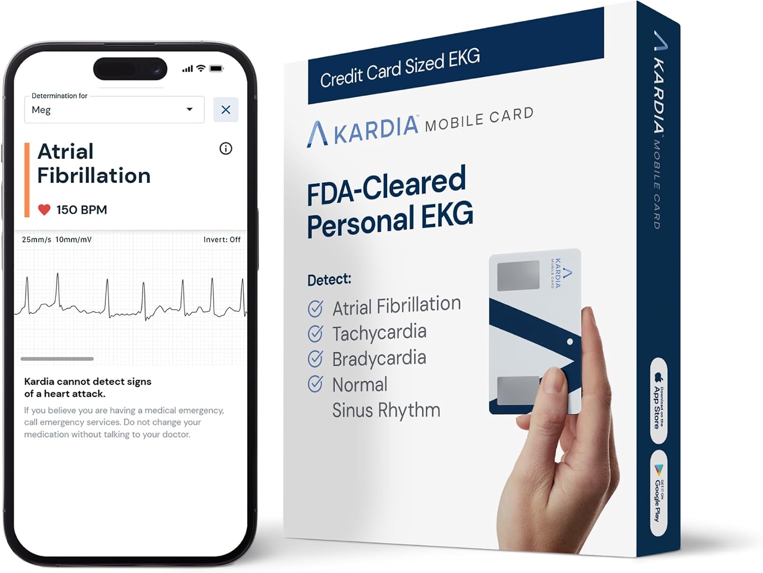 KardiaMobile Card Credit-Card Sized EKG, Medical-Grade & FDA-Cleared Personal Heart Monitor, Bluetooth Enabled, On-The-Go Check-Up Anywhere, Compatible with Most Smartphones, No Subscription Required