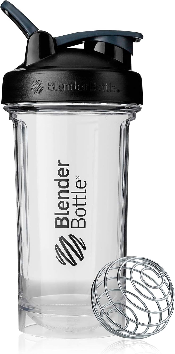 BlenderBottle Shaker Bottle Pro Series Perfect for Protein Shakes and Pre Workout, 24-Ounce, Black/Clear