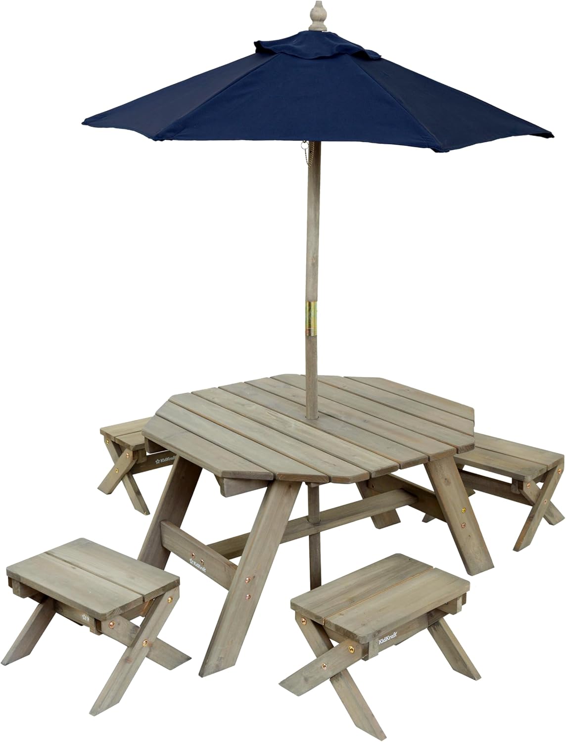 KidKraft Octagon Wooden Garden Table and Chair set for Kids with Parasol, Outdoor Garden Furniture For Children, 20176, Amazon Exclusive