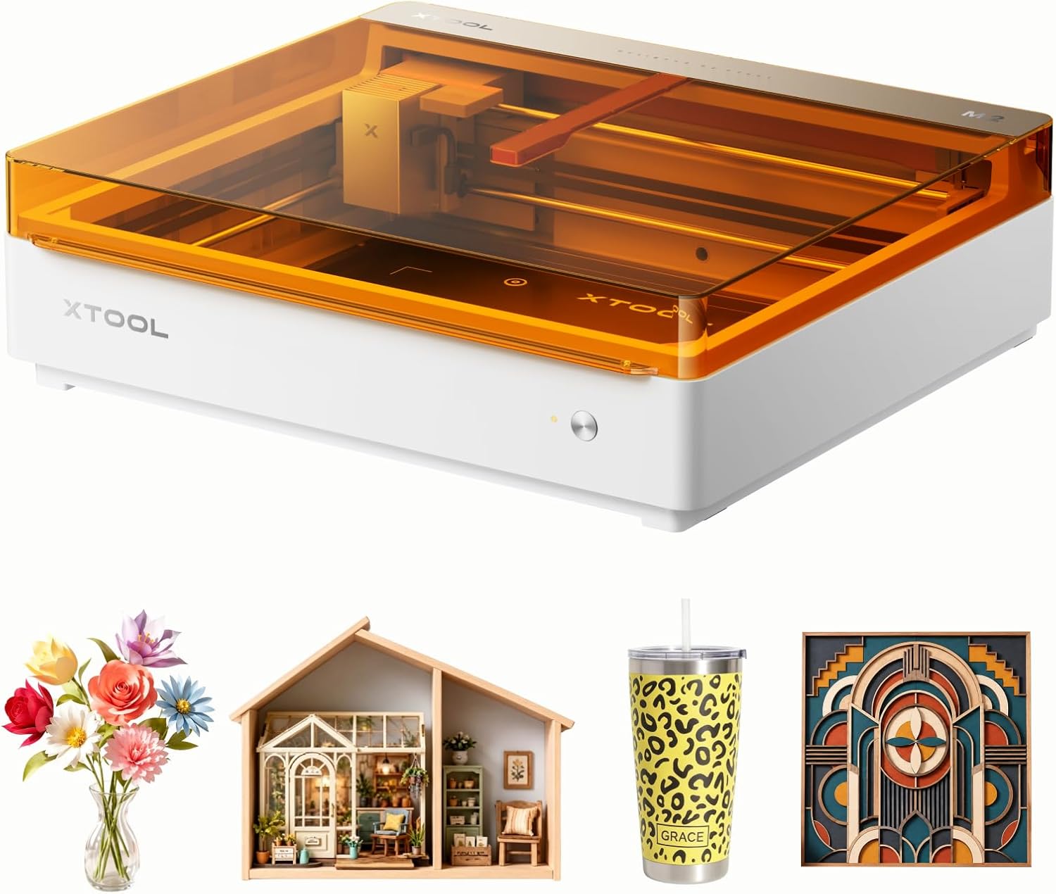 xTool M2 10W Laser Engraver, Built-in Dual Cameras, Class 1 Enclosed Safe Laser Engraving Machine for DIY Craft on Wood, Leather, Felt, Fabric, Paper