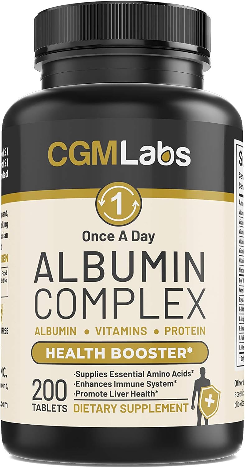 Once A Day Albumin Complex - Egg White Albumin, Whey Protein, Royal Jelly, Essential Amino Acids - 200Tablets