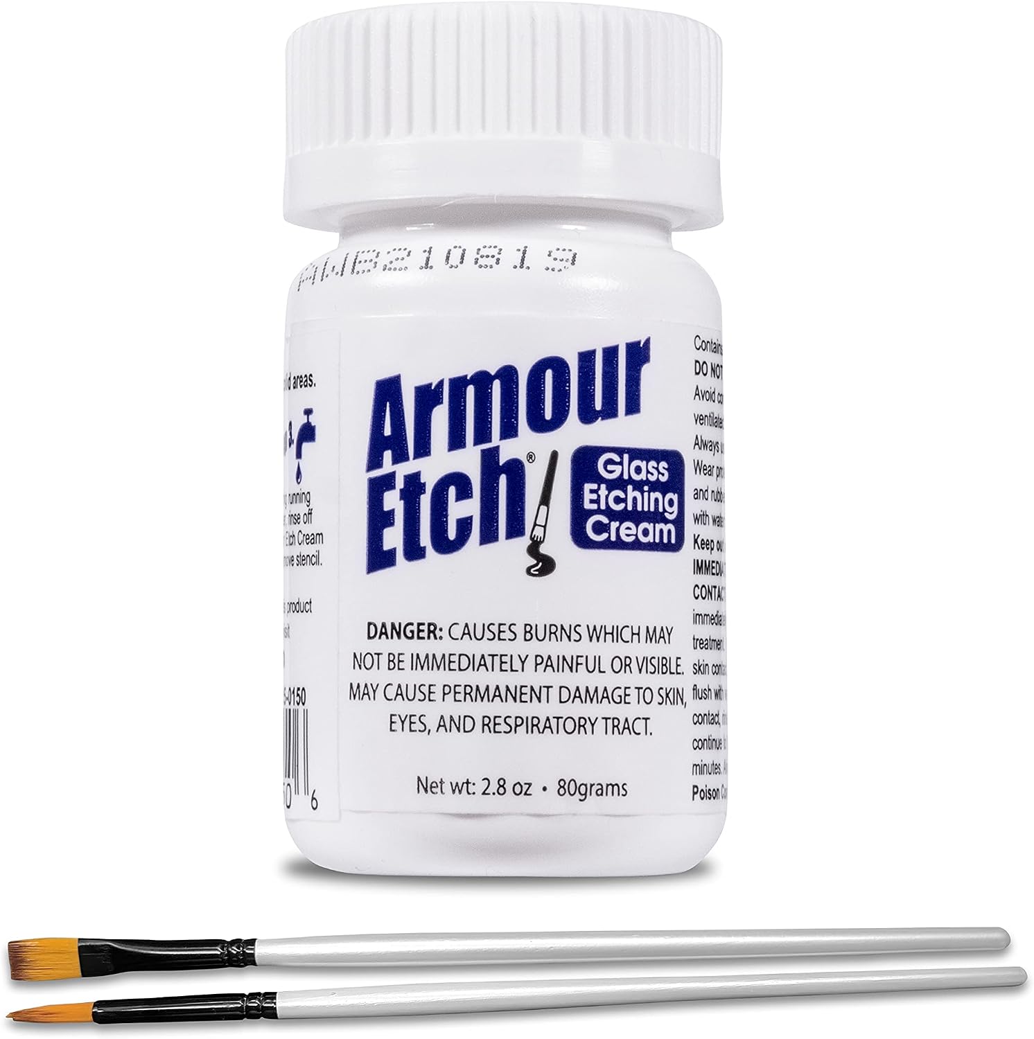 Armour Etch Glass Etching Cream 2.8oz Net Wt. Bundle with Moshify Brushes