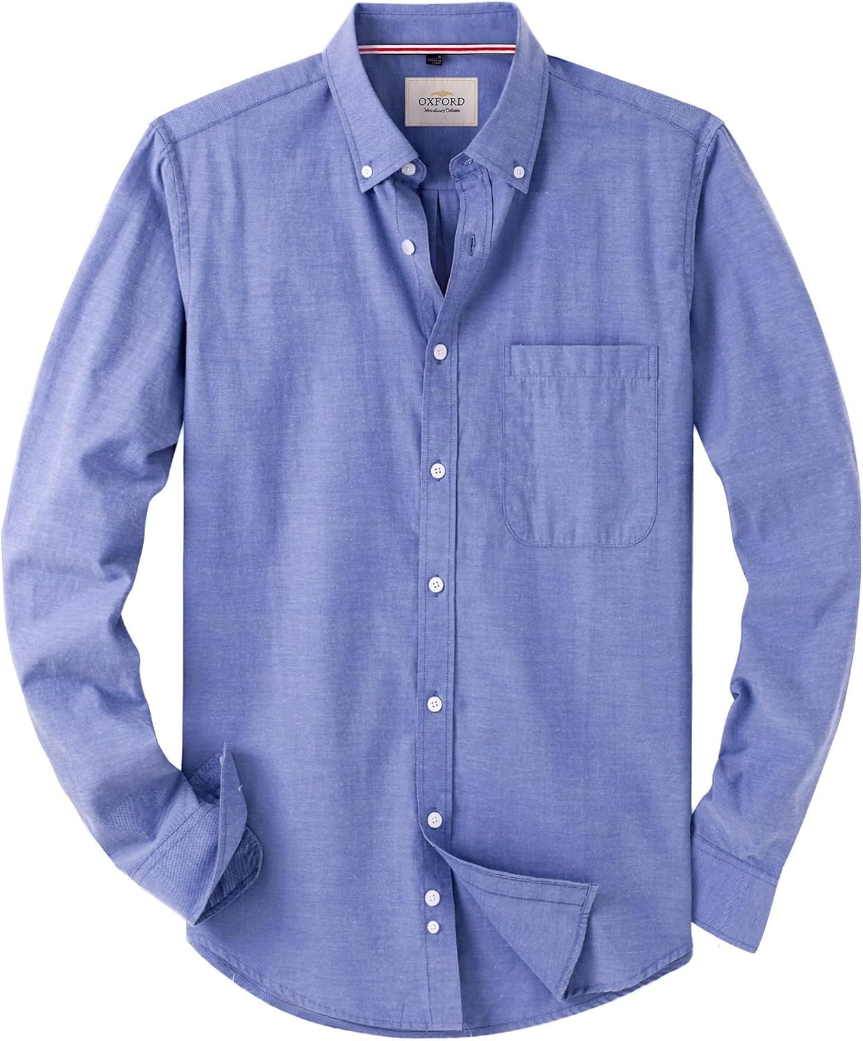 J.VER Men's Long Sleeve Oxford Shirt Casual Plain Smart Non Iron Button Down Shirt with Pocket