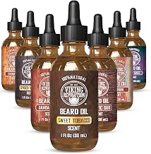 Viking Revolution Sweet Tobacco Beard Oil for Men - Natural Mens Beard Oil with Argan Oil and Jojoba Oil - Beard Softener, Strengthens and Moisturizes - Beard Conditioner for Men (Sweet Tobacco,1Pack)