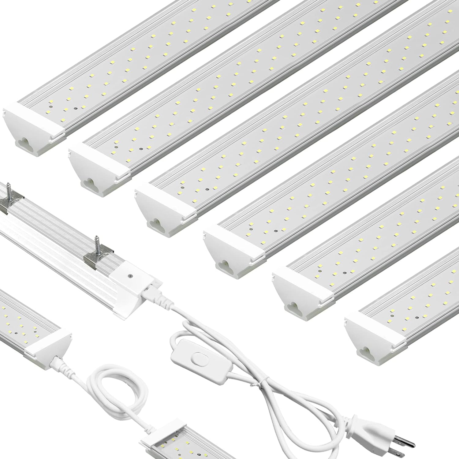 SZHLUX 8FT 110W LED Shop Light, 17400LM 5000K Utility Shop Light, Linkable Daylight White Shop Lights, Integrated LED Ceiling Light Fixture, Garage Light, LED Tube Light for Workshop
