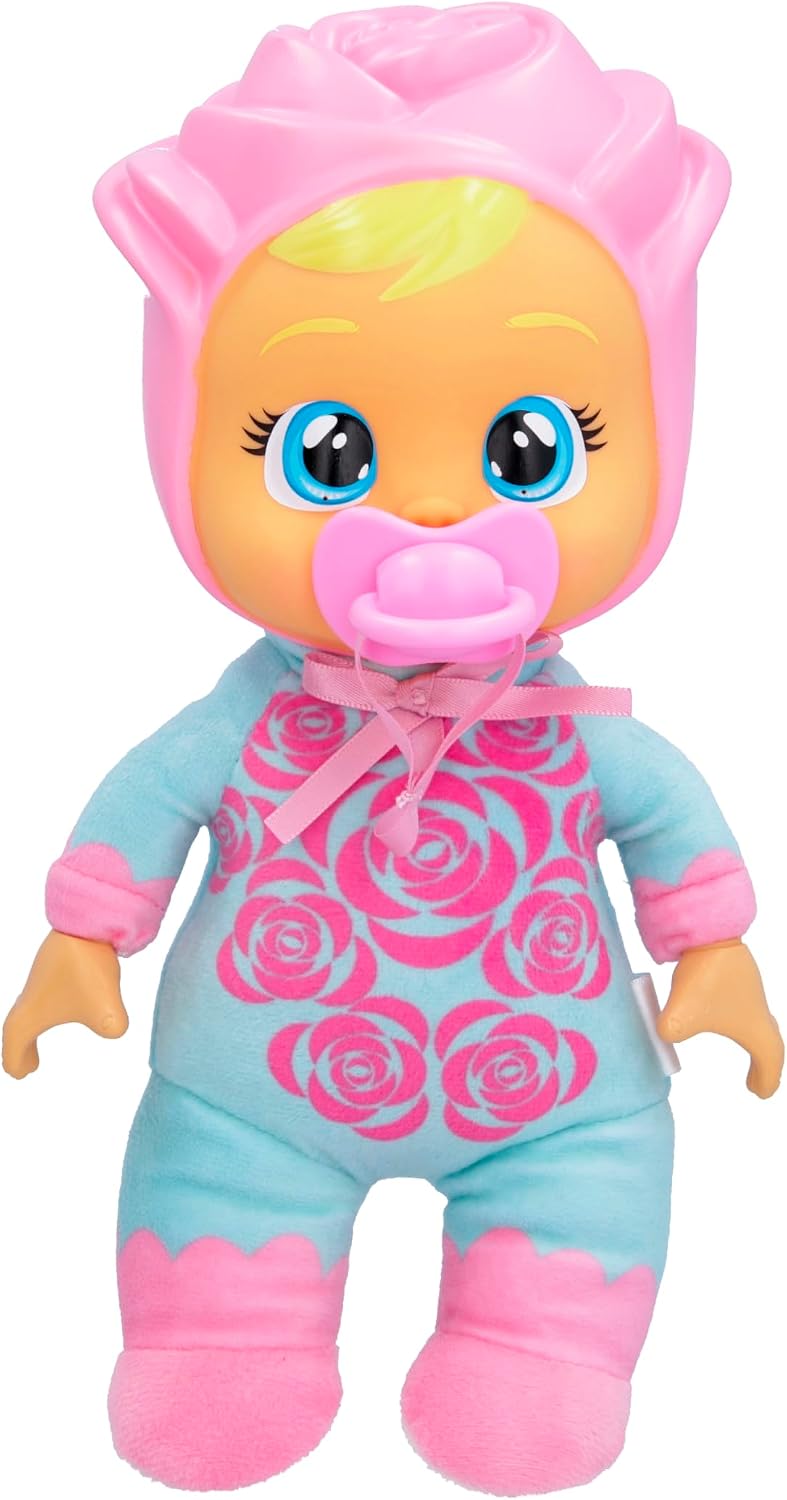Cry Babies - Tiny Cuddles Happy Flower Rose 9" Baby Doll with Rose Flower Themed Pajamas - Ages 18+ Months