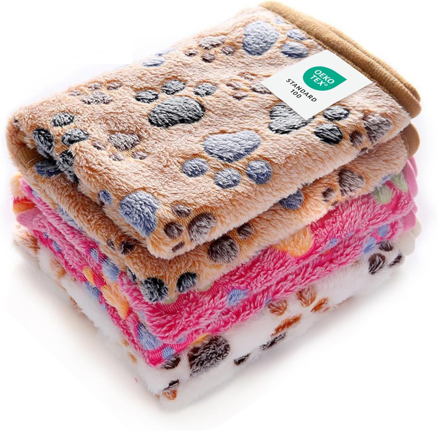luciphia 1 Pack 3 Dog Blanket Made by Super Soft and Fluffy Premium Fleece Flannel Throw Ideal for Dogs Cats Puppies Pack of 3 Pcs (Paw, Medium 30 * 20")