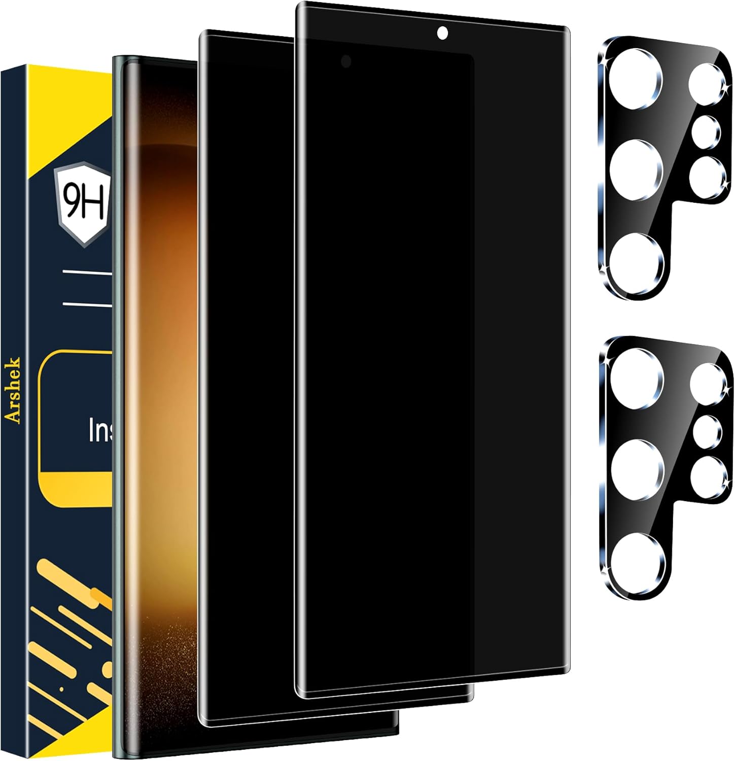 [2+2 Pack] Glass Privacy Screen Protector for Samsung Galaxy S23 Ultra 5G, 9H Tempered Glass, Ultrasonic Fingerprint Compatible,HD Clear Anti-Spy Film for Galaxy S23 Ultra Glass Screen Protector