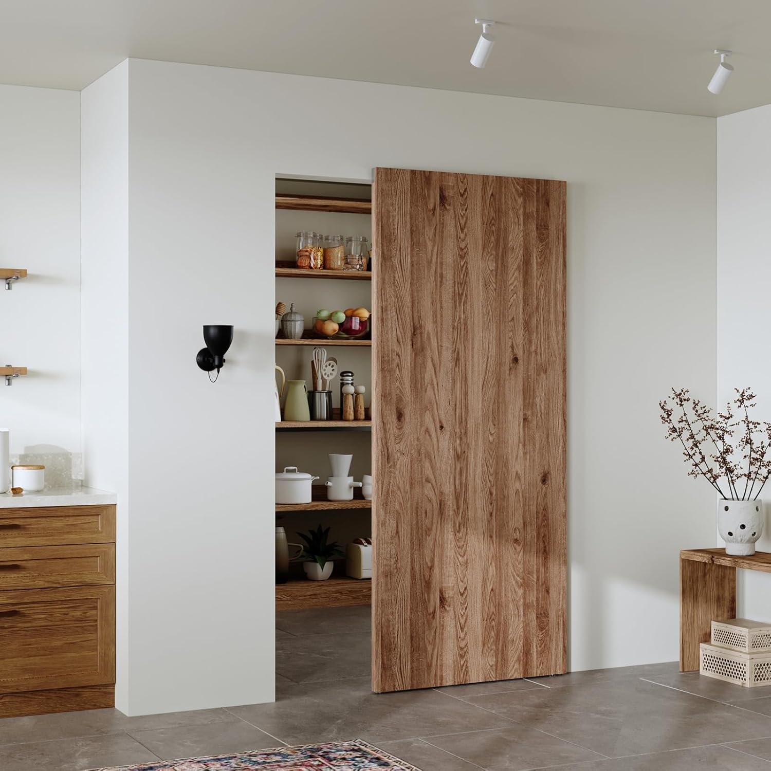 36" Concealed Sliding Barn Door Hardware Kit with Soft Close Mechanism for 28in Passage Opening, Hidden Sliding Door Hardware, Trackless Rails, Wall Mount for Interior Wooden Doors (NO Door)