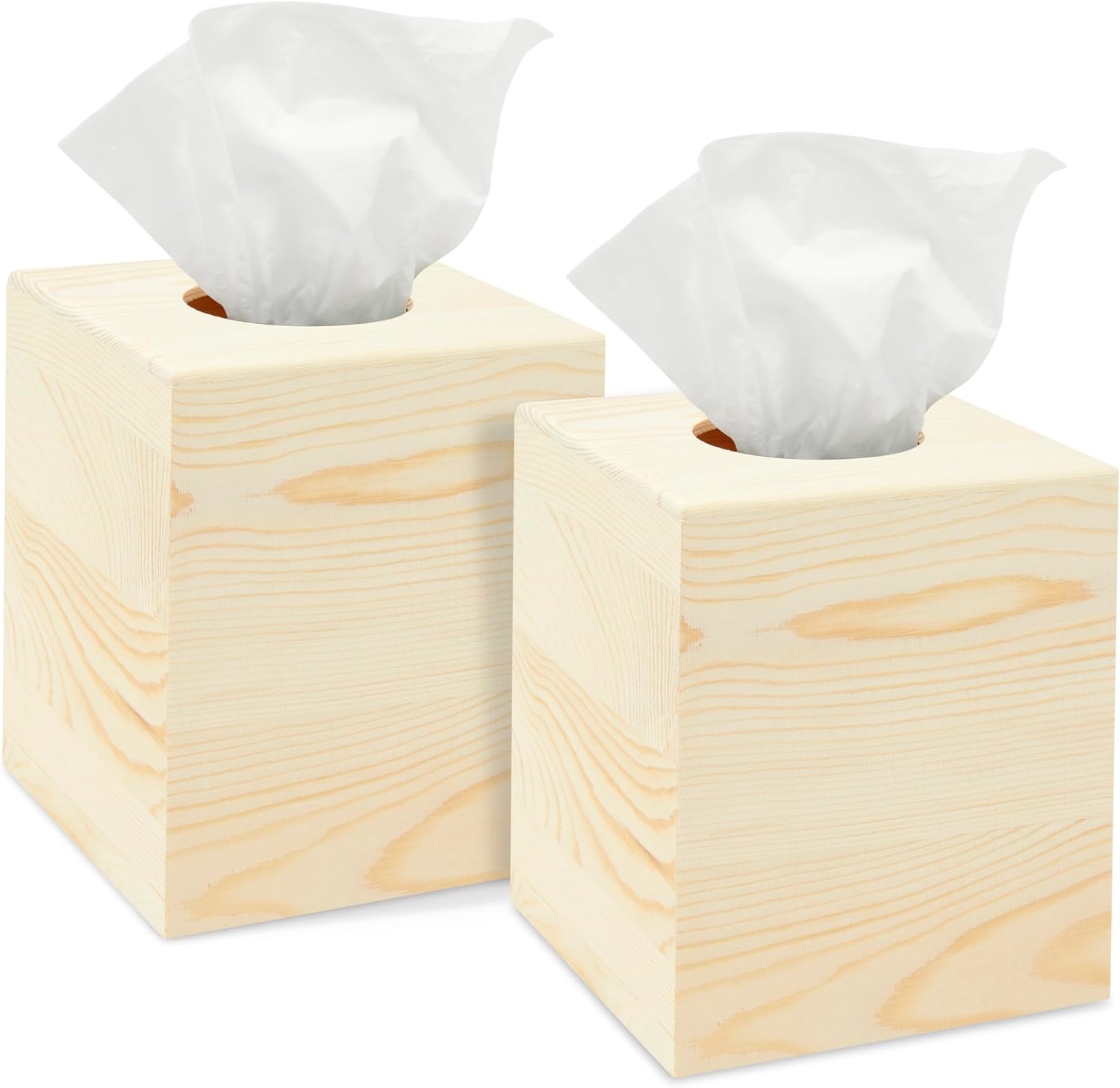 Juvale Unfinished Wood Tissue Box Cover for Arts and Crafts, Home Decor (5 x 5.5 in, 2 Pack)