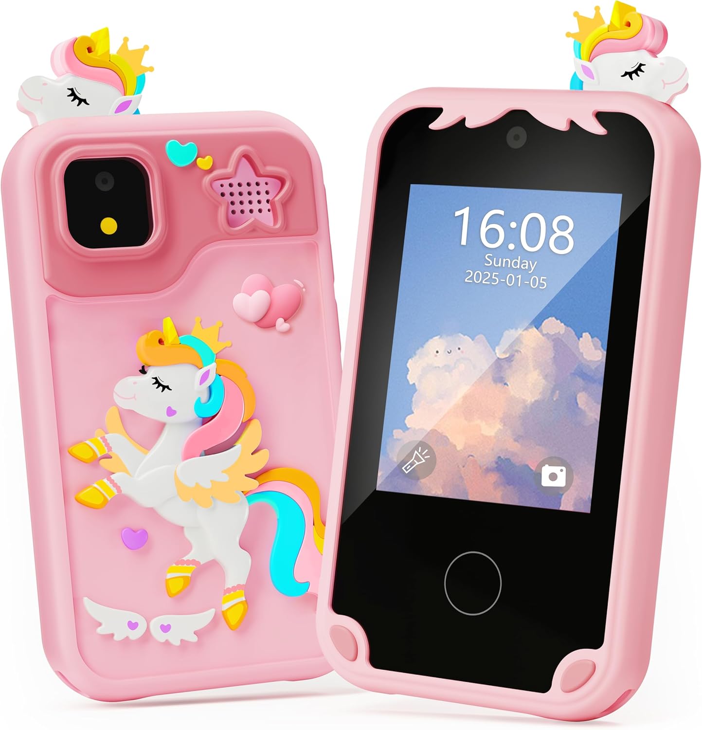 Kids Phone for Girl Toys, Kids Camera Toy Smart Phone Birthday Gifts Toddler Ages 2, 3, 5, 7, 8, 10 Year Old, Educational Learning Toys with 2.8" Touchscreen, Music Player, Video Player, Game (Pink)