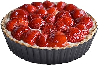 Deep Tart Pan, 9.5 x 2.2 Inches Non-Stick Tart Pan Bottom Can Be Removed. Suitable for Making all Kinds of Pies, This Non-Stick Coating is Easy to Clean.