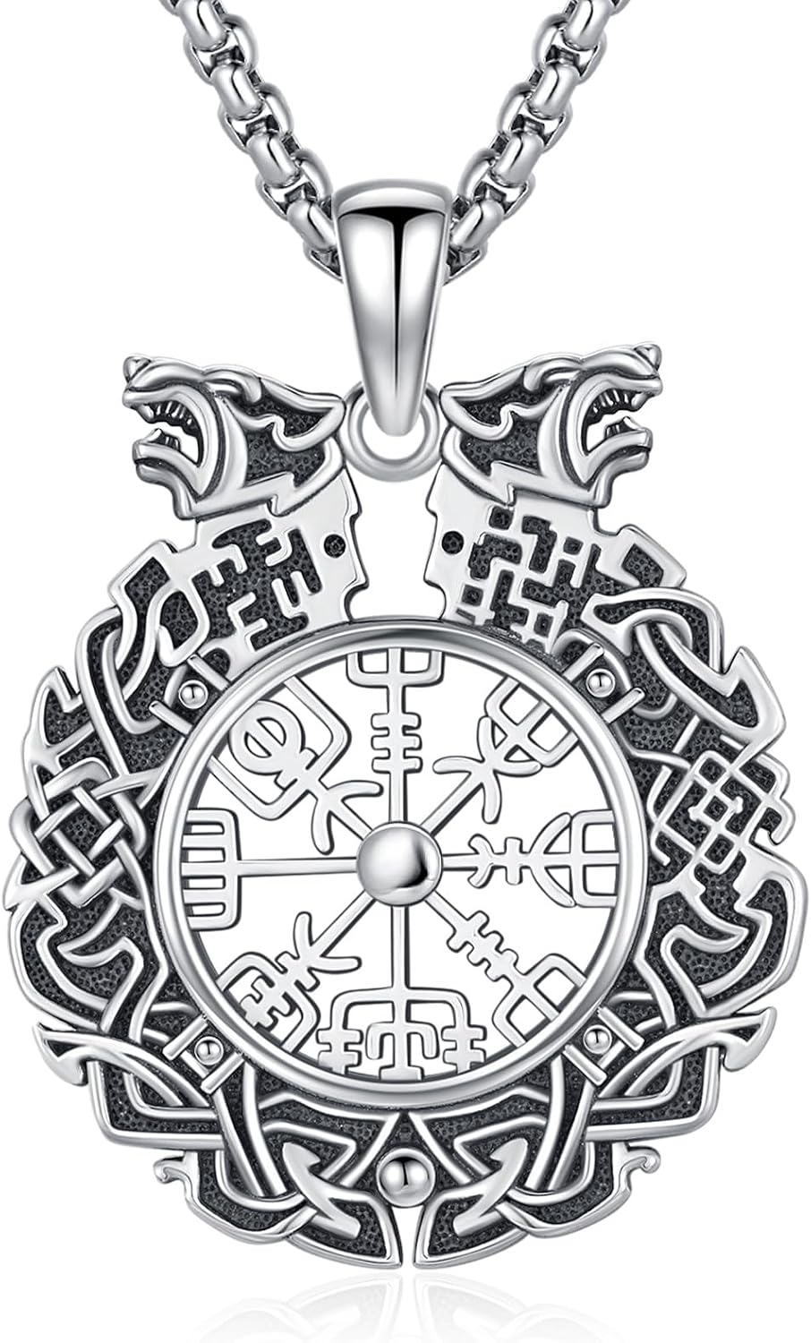 Compass/Wolf/Thor's Hammer/Runes/Tree of Life/Goats/Raven Thor Hammer Necklace for Men Viking Necklace 925 Sterling Sliver Pendant Norse Jewelry Gifts for Men Women