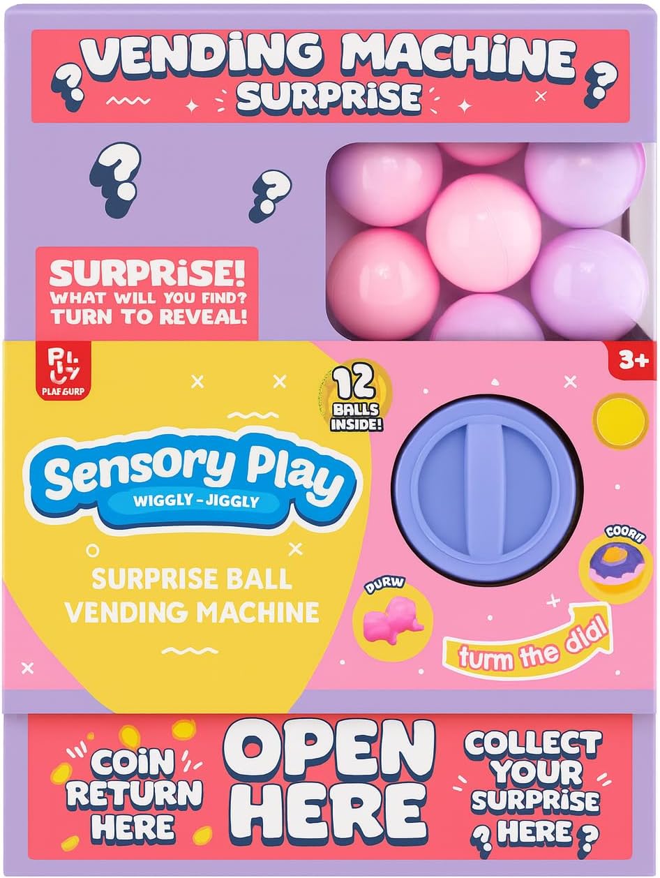 Sensory Play Surprise Ball Vending Machine – 12 Mystery Balls Inside, Fun Toy for Kids Ages 3+, Interactive Pretend Play with Collectible Surprises