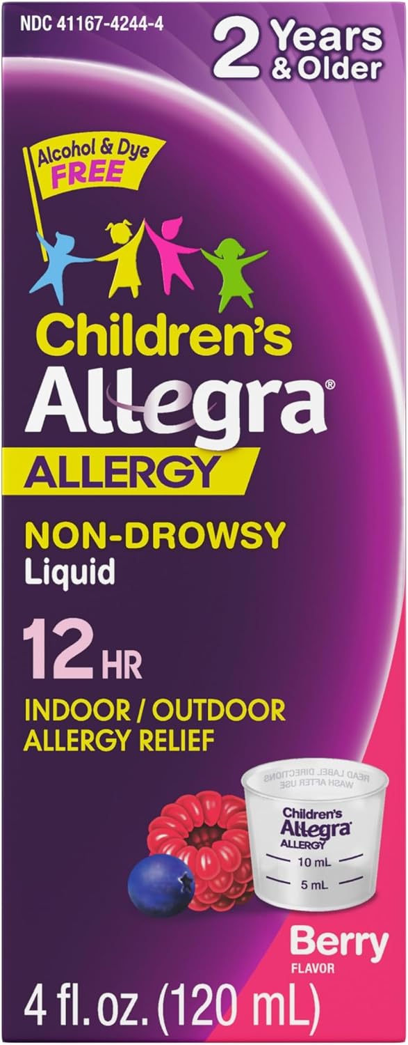 Allegra Children's 12-Hour Allergy Relief Liquid, Berry Flavor, 4 oz.