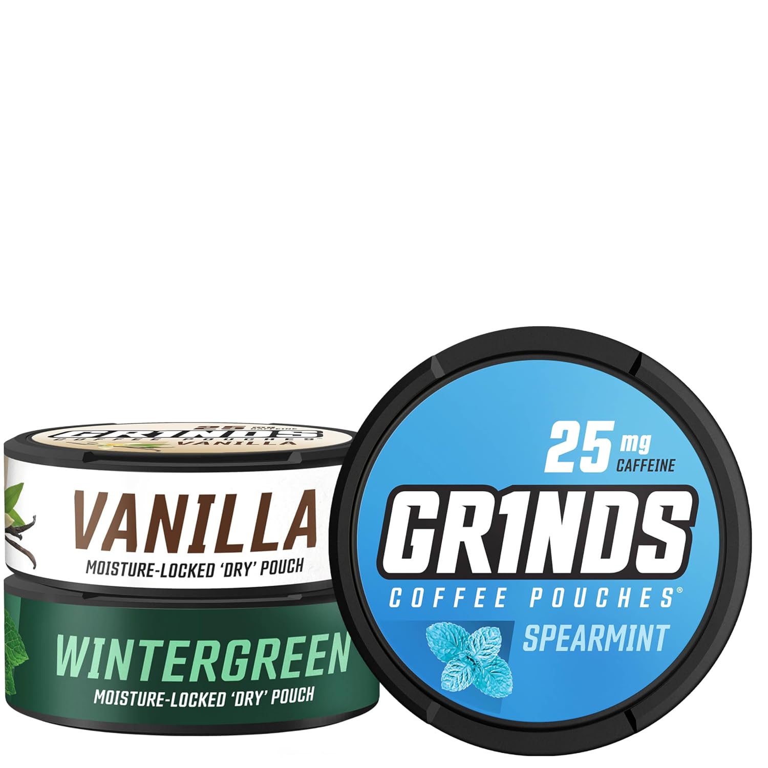 Grinds Coffee Pouches | 3 Can Sampler | Wintergreen, Spearmint, Vanilla
