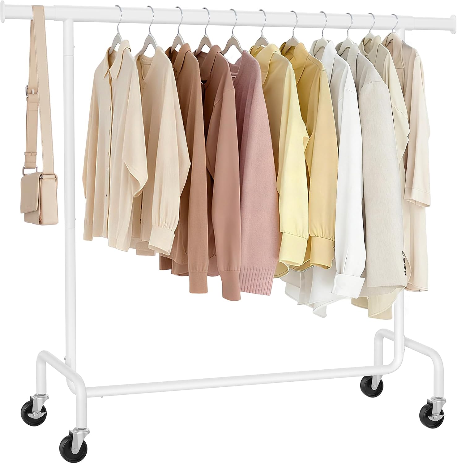 SONGMICS Clothes Rail on Wheels, Tidy Rails Steel 130 kg Load Capacity