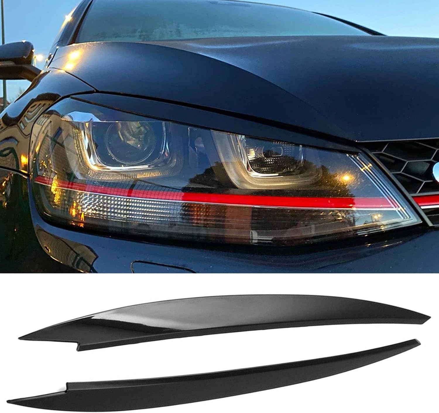 Car Headlight Eyebrows, Headlight Eye Lid, Eyebrow Cover, Eyelids Covers, Replacement for Volkswagen VW Golf 7 GTI MK7 Headlight