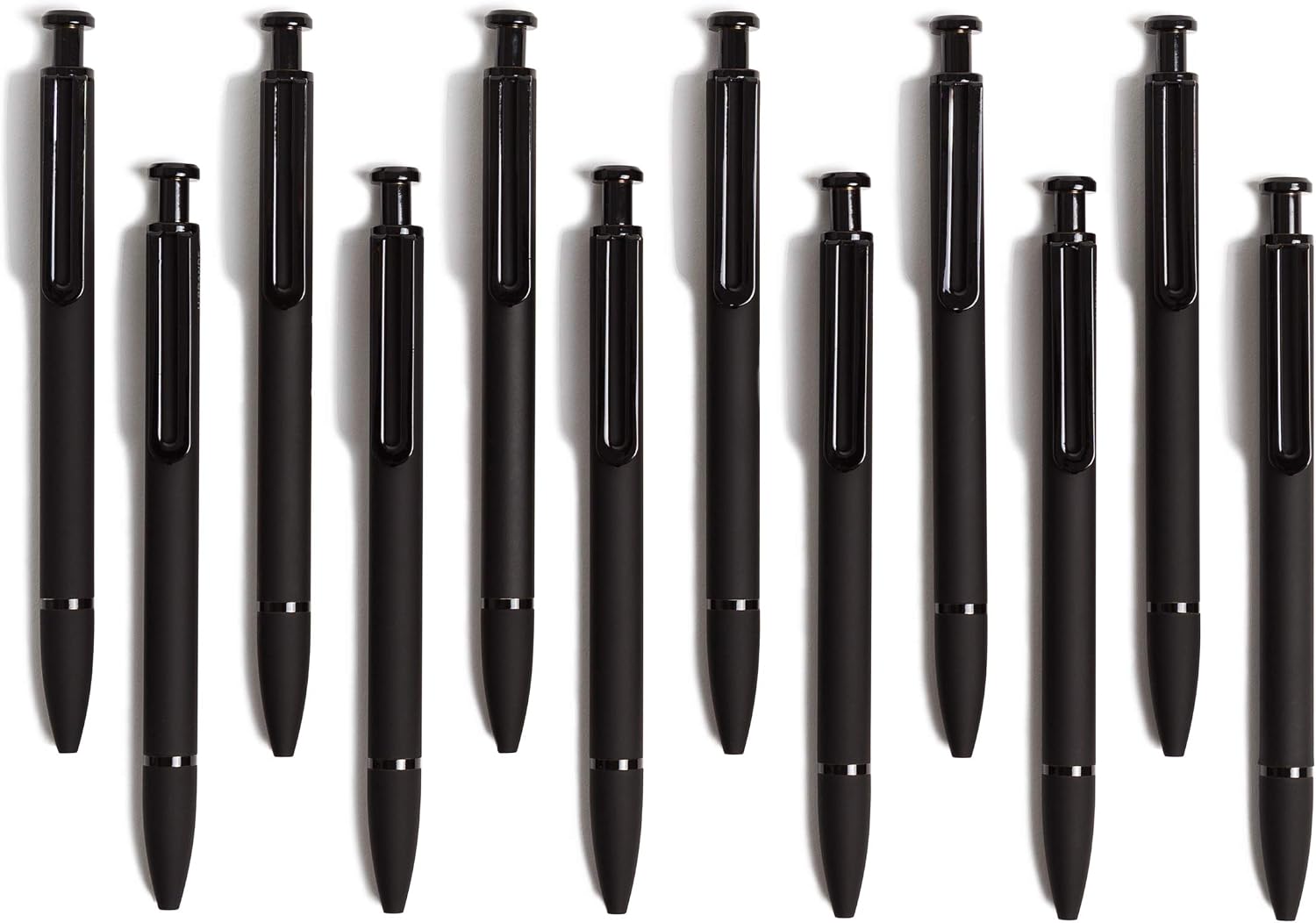 U Brands Midnight Monterey Ballpoint Pens, Set of 12, Black Soft Touch, Painted Black Details, Bold (1.0 mm) Point, Black Ink
