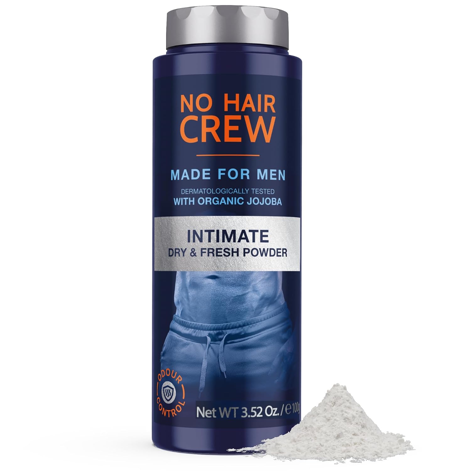 No Hair Crew | Intimate Dry & Fresh Body Powder for Men | Sweat Defense and Odor Control Deodorizer | 3.5 oz