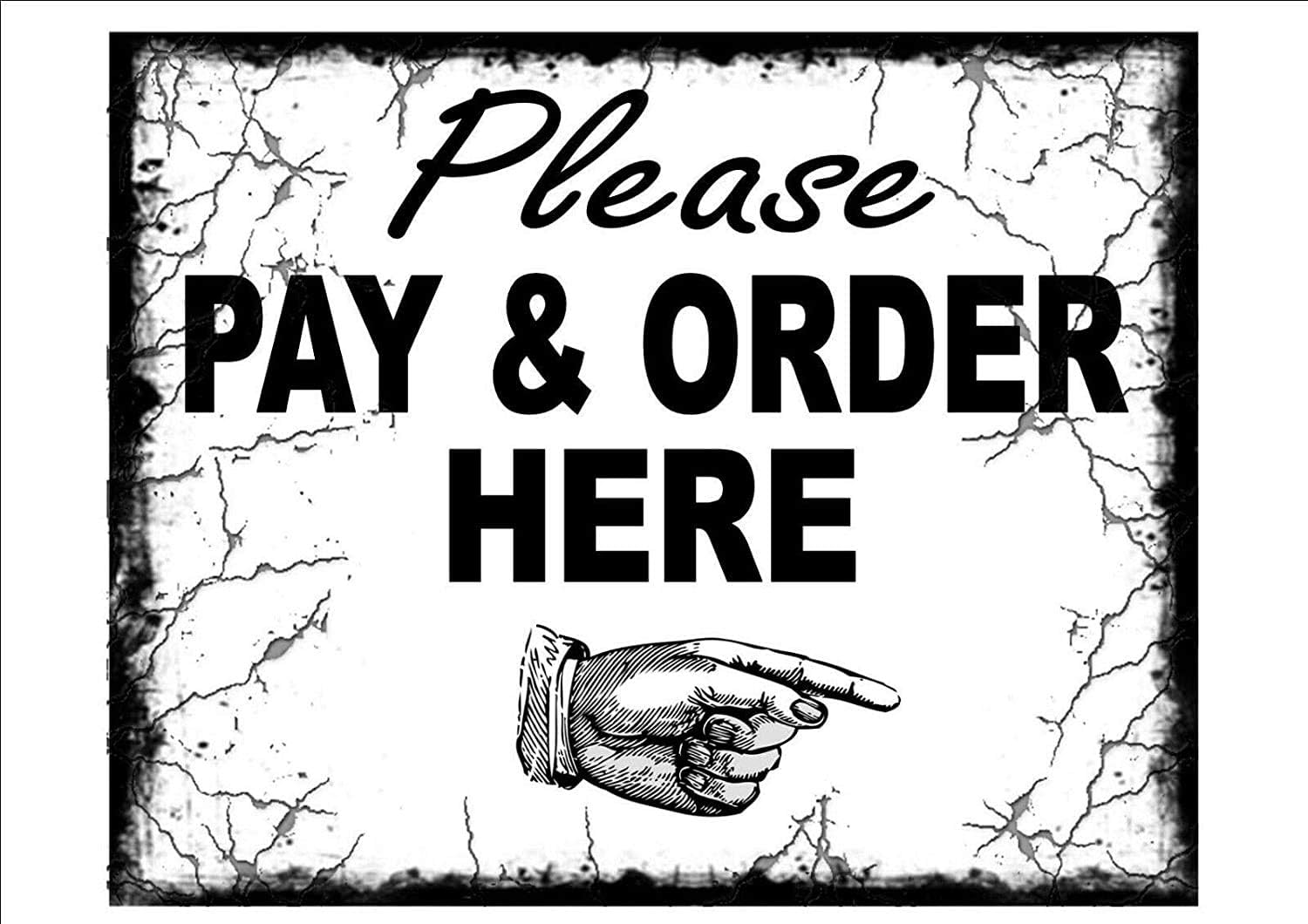Viewkedt Retro Please Pay & Order Here Pay Here Cafe Metal Kitchen Pub Funny Novelty Coffee Bar Garage Wall Street Yard Man Cave Mother's Day 6X8 Inch Tin Sign Home Decor Metal Signs Wall Decor
