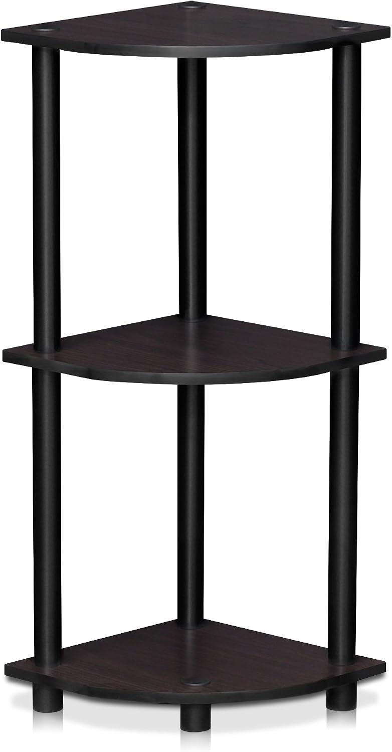 Furinno 12077DWN Toolless Shelves, Wood, Dark Walnut, one size, 3-Tier