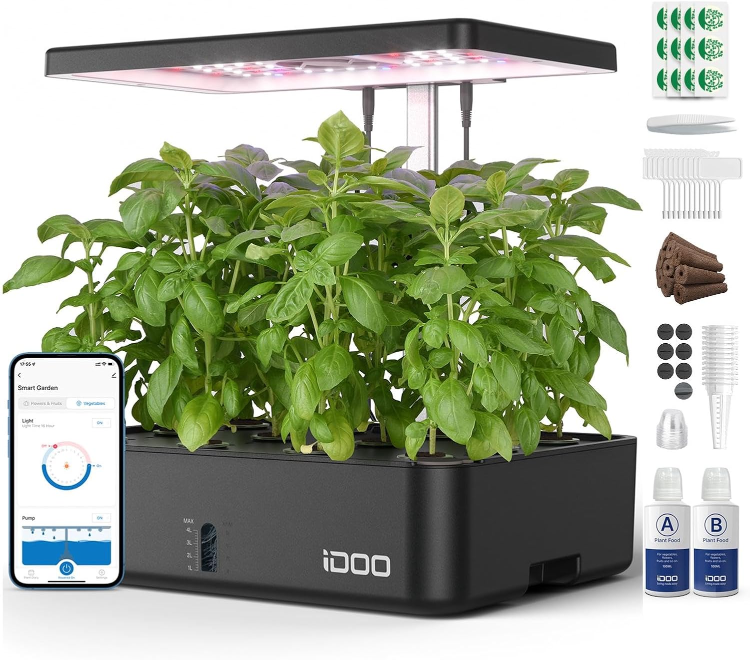 iDOO Smart Hydroponics Growing System with 12 Pods Kit Indoor Herb Garden