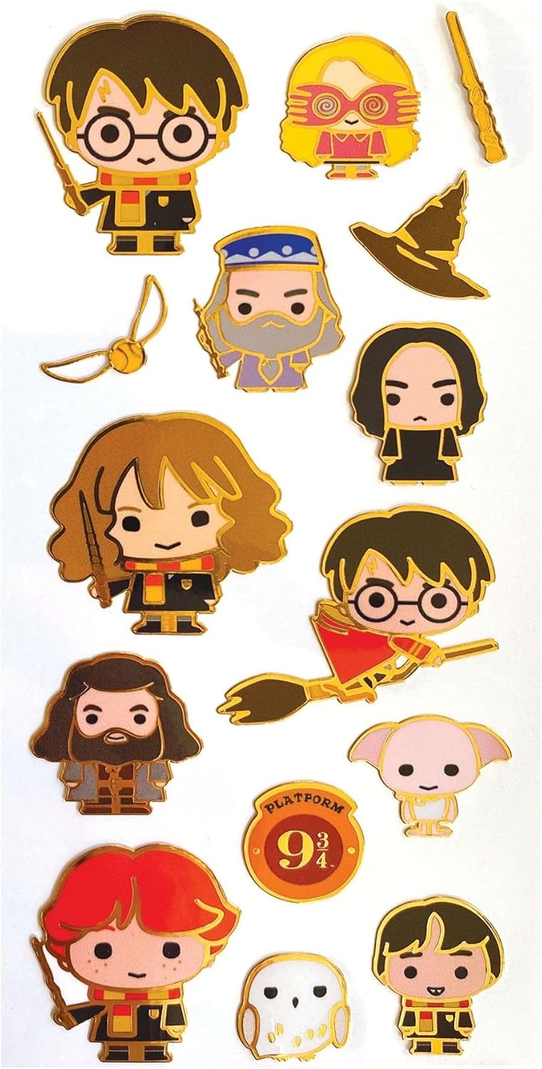 Playhouse Harry Potter Chibi Characters Shiny Foil Enamel Effect Sticker Sheet - 1 Pack
