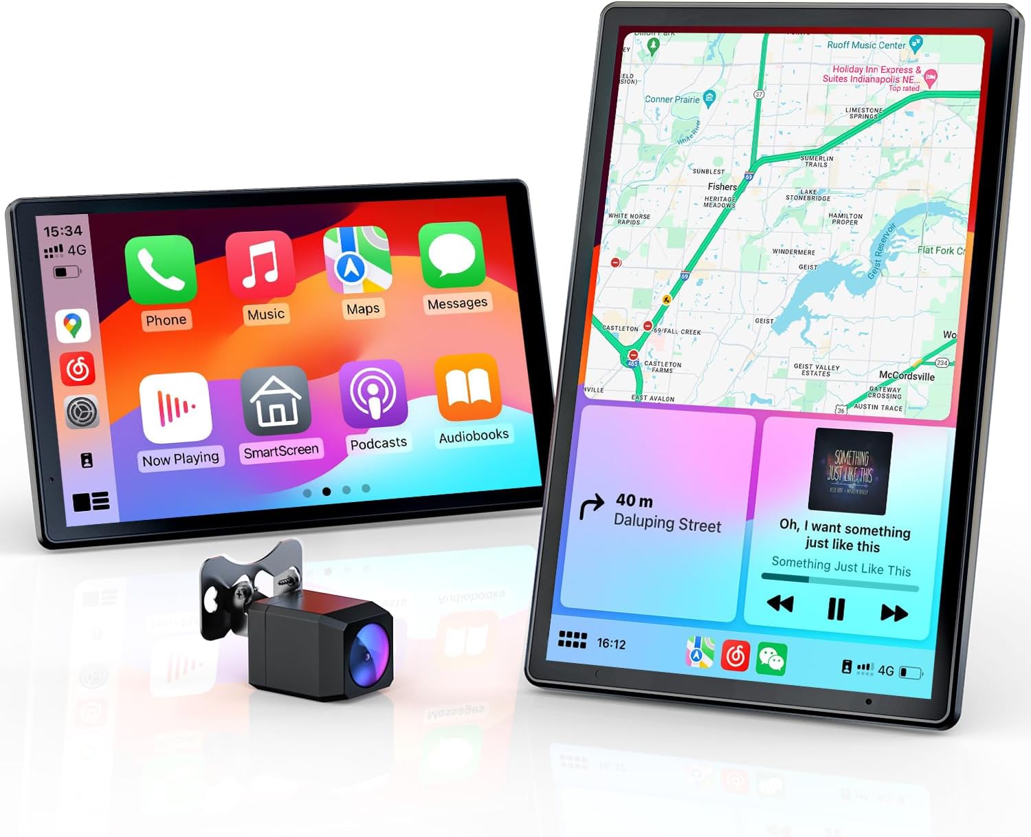 8 inch Portable Car Screen for Apple CarPlay & Android Auto, 1280x800 HD Display, Magnetic Mount, OTA Updates, Portrait and Landscape Modes, Backup Camera, Bluetooth, Voice Control GPS Navigation