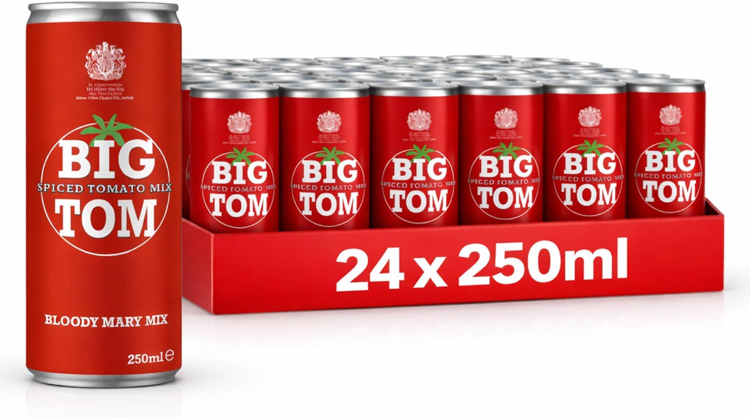 Big Tom Spiced Tomato Juice for Bloody Mary Mix, 250ml Can, (Pack of 24)