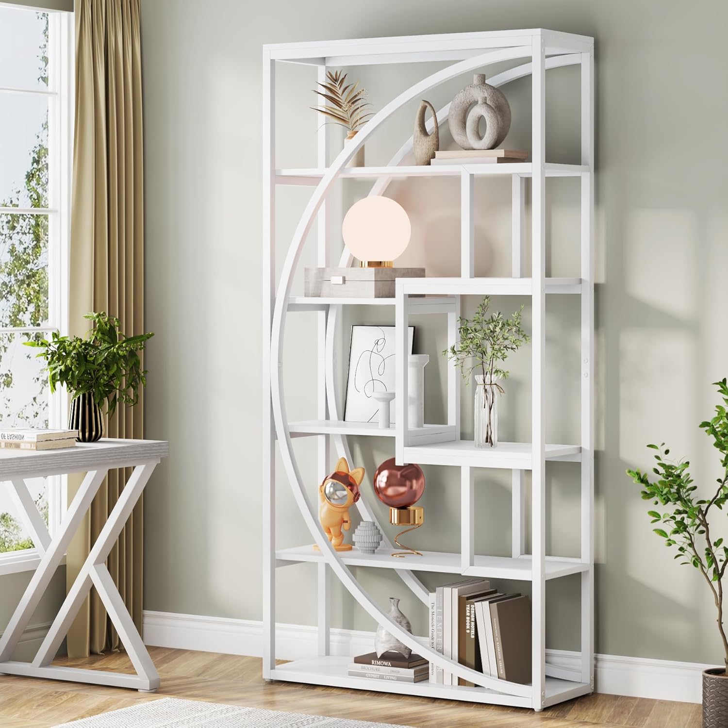 Tribesigns Bookshelf, Modern 5-Tier Etagere Bookcase, 70.8 inch Tall Bookshelf with 8 Open Storage Shelf, Book Shelf Display Tack Shelving Unit for Home Office Living Room, White