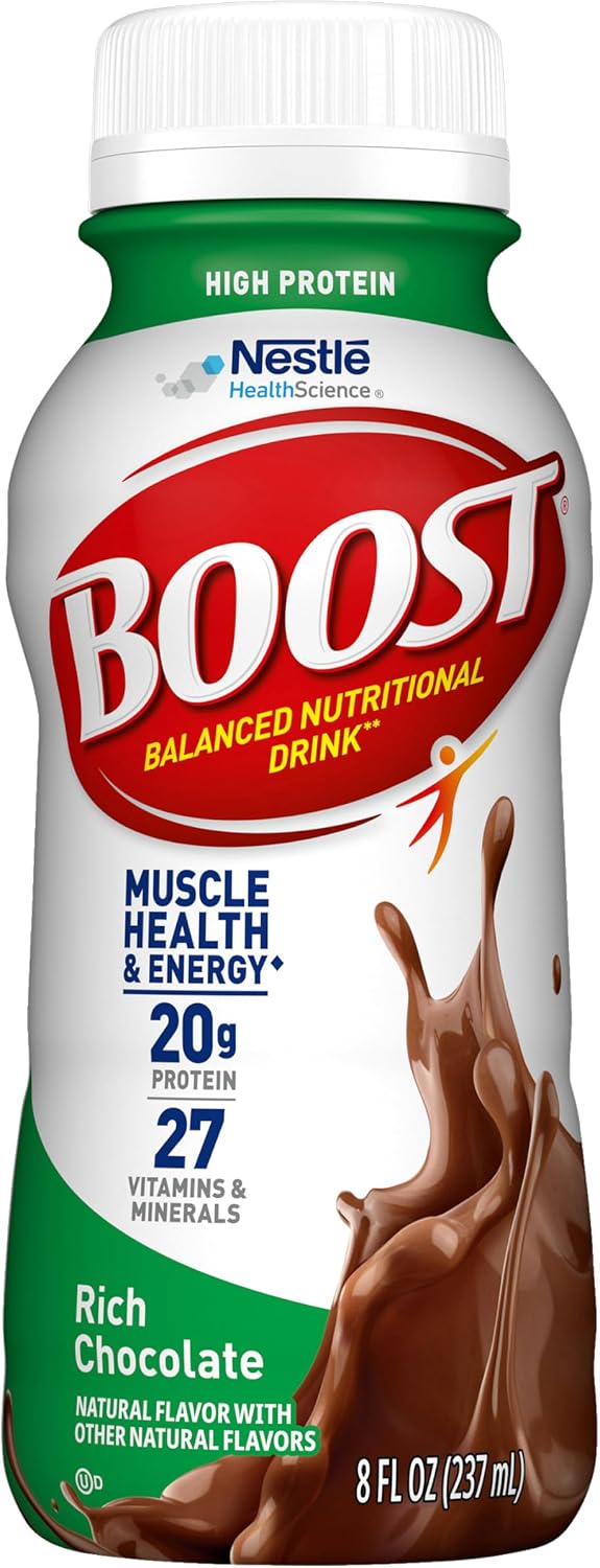 BOOST High Protein with Fiber Balanced Nutritional Shake, Chocolate, 24 pk