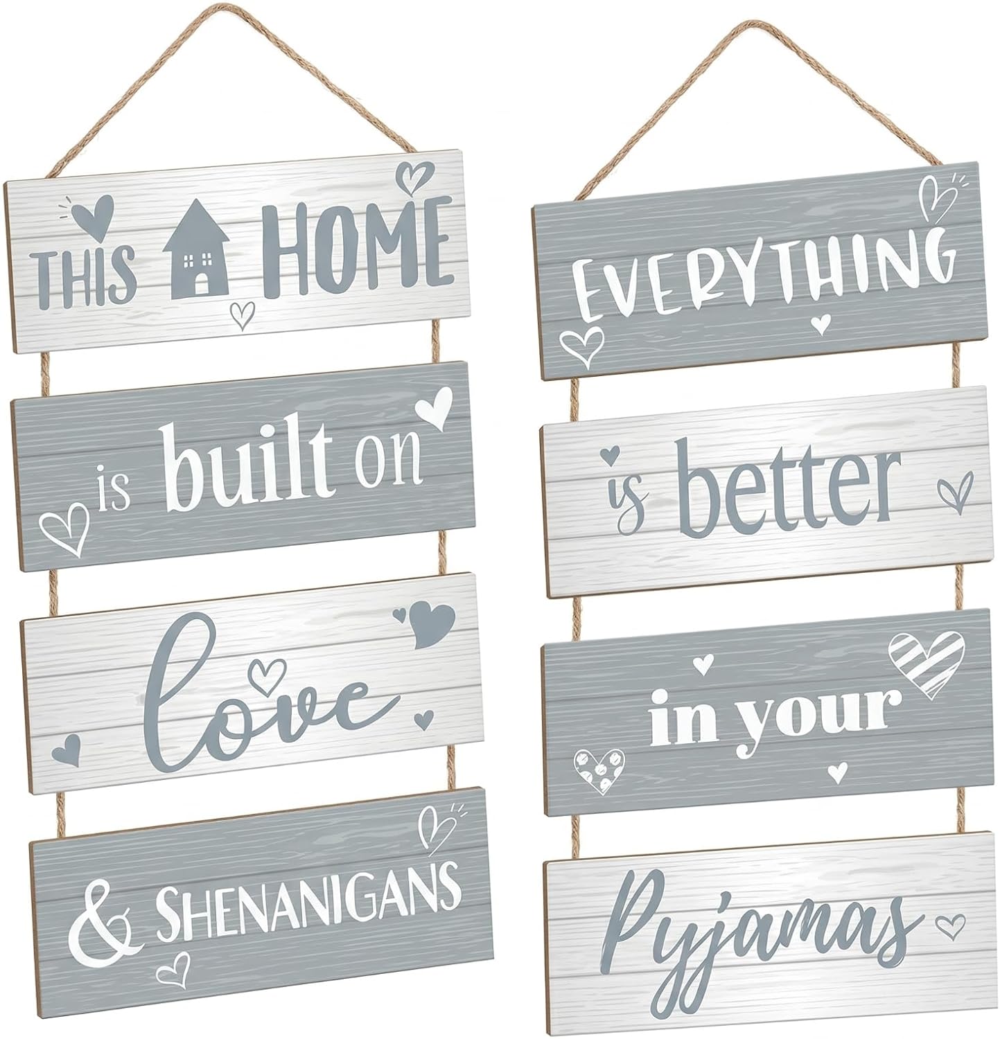 Jetec 2 Sets Hanging Decorations Sign, Wooden Family Plaques for Home