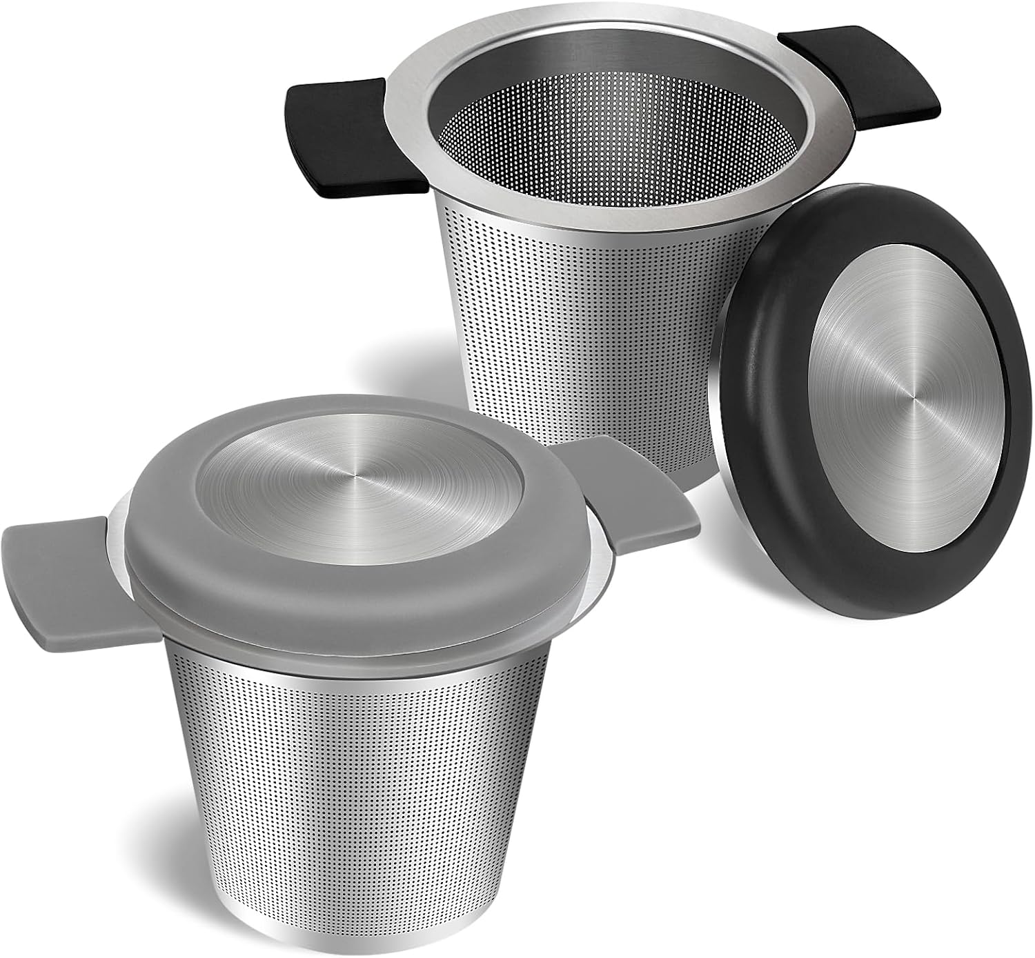 2PCS Tea Infuser for Loose Tea, 304 Fine Mesh Strainer with Silicone Heat Proof Handles, Tea and Coffee Filter for Cups,Teapots, Mugs